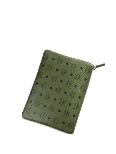 Mcm Logo-pattern Wallet In Green