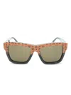 Mcm Logo-plaque Square-frame Sunglasses In Brown