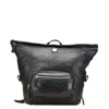 Mcm Logo Plate Leather Backpack In Black