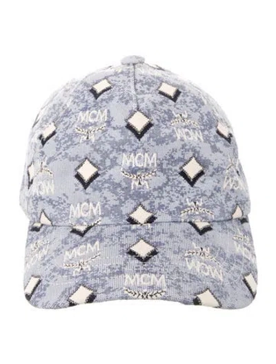Pre-owned Mcm Logo Print Baseball Cap In Blue