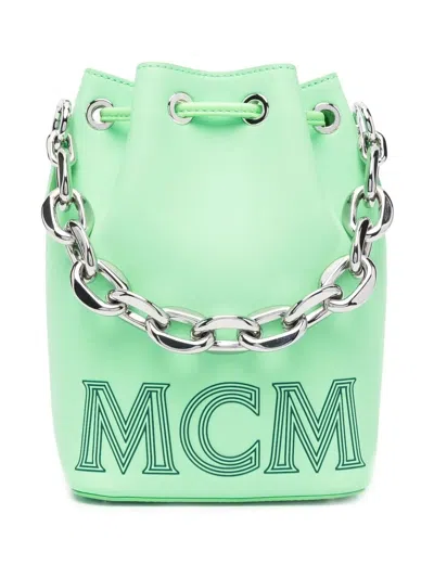 Mcm Logo-print Chain-link Bag In Green
