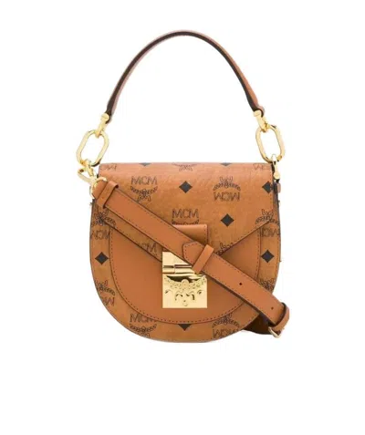 Mcm Logo-print Patricia Bag In Brown
