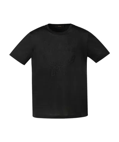 Mcm Logo Print Round-collar T-shirt In Black