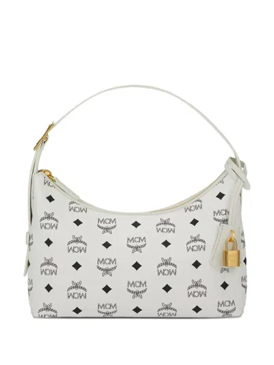 Mcm Logo-print Shoulder Bag In White