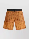 Mcm Logo Print Swimshorts Back Pocket In Orange