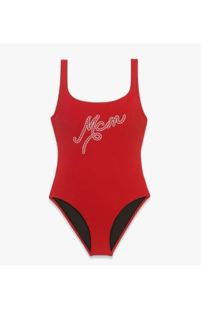 Mcm Logo Print Swimsuit