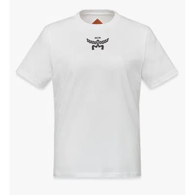 Mcm Logo Print T-shirt In Organic Cotton In White