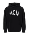 Mcm Floral Print Logo Hoodie In Organic Cotton In Black
