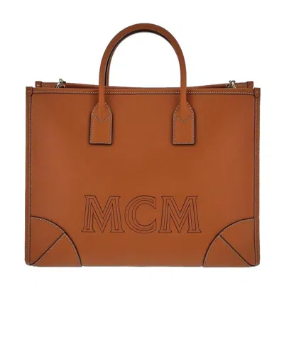 Mcm Logo Removable Shoulder Strap Shoulder Bag In Brown