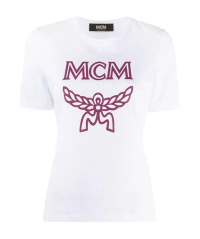 Mcm Logo Round Neck T-shirt In White