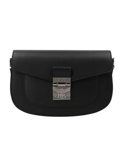 Mcm Logo Shoulder Bag In Black