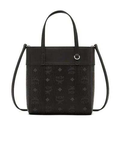 Mcm Logo Shoulder Bag In Black