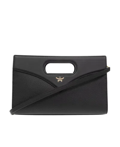 Mcm Logo Shoulder Bag In Black