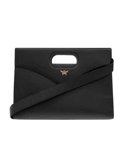 Mcm Logo Shoulder Bag In Black