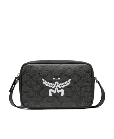 Mcm Himmel Logo Printed Small Shoulder Bag In Grey