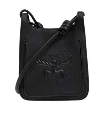 Mcm Logo Shoulder Bag In Black