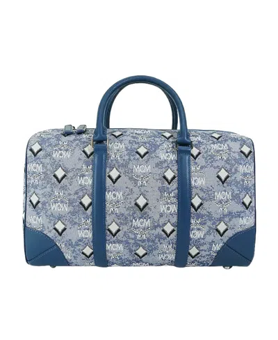 Mcm Logo Shoulder Bag In Blue