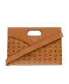 Mcm Logo Shoulder Bag In Cognac