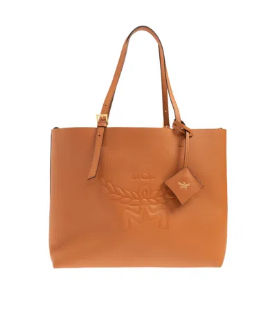 Mcm Logo Shoulder Bag In Orange