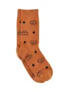 Mcm Monogram Knit Socks In Brown