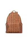 Mcm Logo Studded Backpack In Brown
