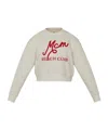 Mcm Cropped Cotton Sweatshirt With Embroidered Detail In White