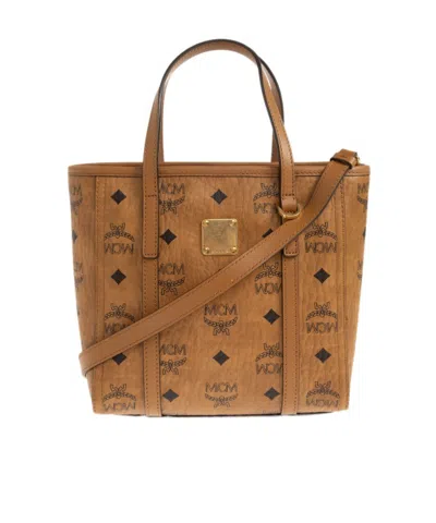 Mcm Logo Tote Bag In Brown
