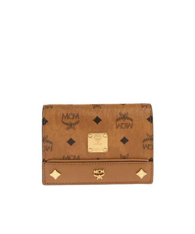 Mcm Logo Wallet In Brown