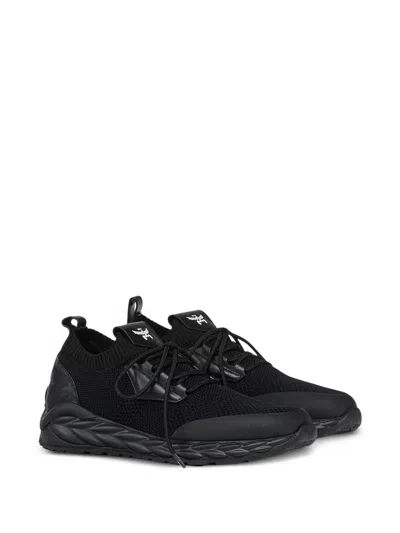 Mcm Logo-patch Knit Sneakers In Black