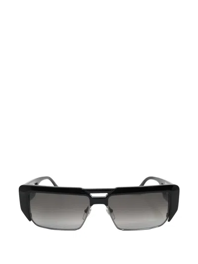 Mcm Logo-plaque Rectangle-frame Sunglasses In Black