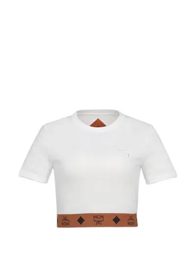 Mcm Logo-print Cropped T-shirt In White