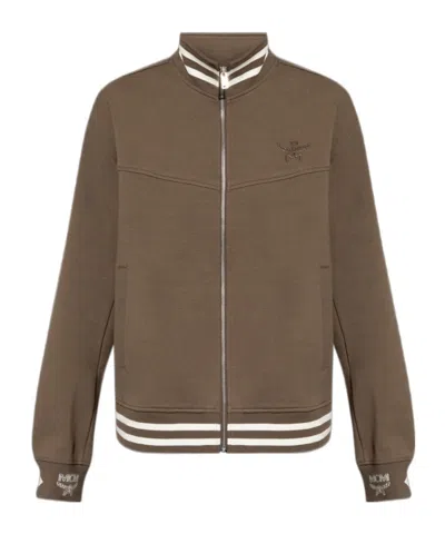 Mcm Long-sleeved Zippered Sweatshirt In Green