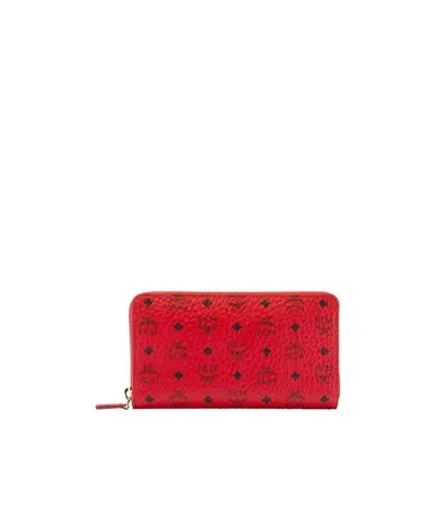 Mcm Long Zipper Wallet. In Red