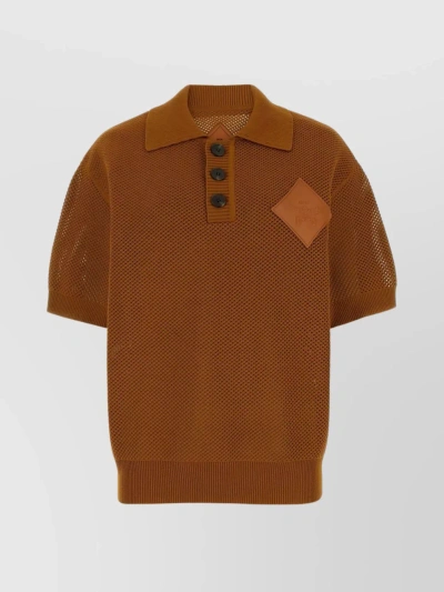 Mcm Loose Fit Polyester Polo Shirt In Brown