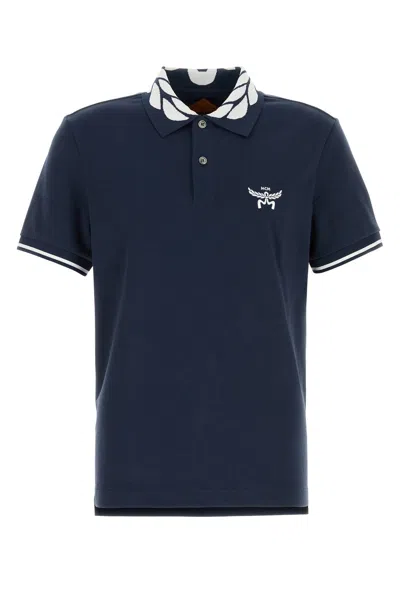 MCM MCM NAVY BLUE STRETCH PIQUET POLO SHIRT