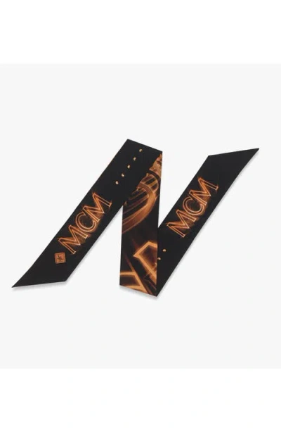 Mcm M50 Logo Petite Silk Scarf In Black