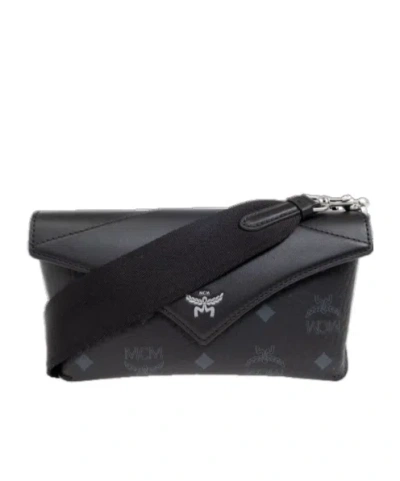 Mcm Magnetic Buckle Closed Shoulder Bag In Black