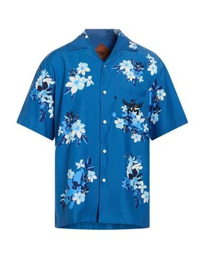 Mcm Man Shirt Blue Size 40 Silk, Viscose