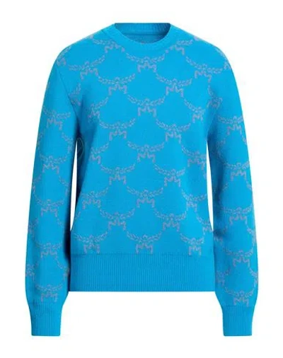 Mcm Man Sweater Azure Size M Wool, Cashmere In Blue