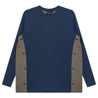 Mcm Maternity Ribbed Drawstring Hem Long Sleeve Top Shirt Combo In Blue
