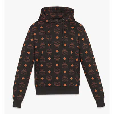 Mcm Maxi Monogram Print Hoodie In Organic Cotton In Black