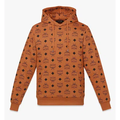 Mcm Maxi Monogram Print Hoodie In Organic Cotton In Brown