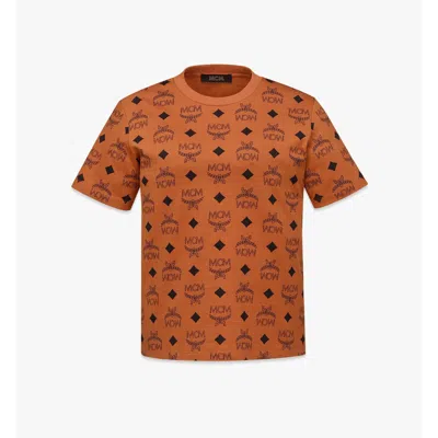 Mcm Maxi Monogram Print T-shirt In Organic Cotton In Orange