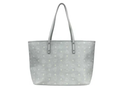 Mcm Aren Leather Shoulder Tote Women's Bag In Silver