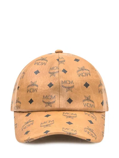 Mcm Casual Buckle Detail Curved Brim Hat In Brown