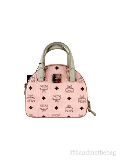 Mcm Signature Half Moon Top Handle Crossbody Women's Bag In Pink