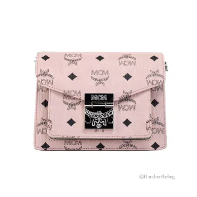 Mcm Signature Patricia Leather Mini Flap Lock Crossbody Bag In Pink