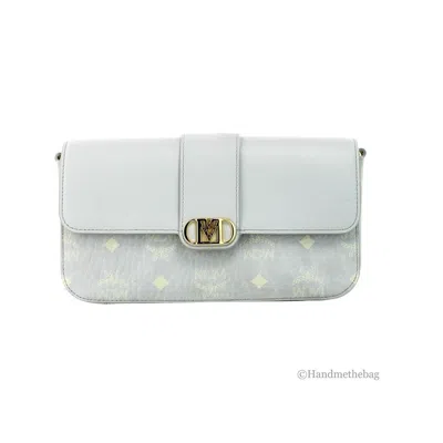 Mcm Small Mode Travia Pebbled Visetos Leather Shoulder Crossbody Clutch Women's Bag In Gold