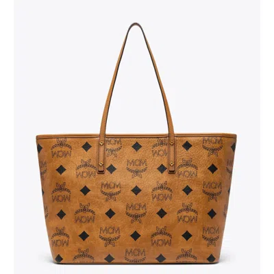 Mcm Medium Aren Shopper In Maxi Monogram Visetos In Green