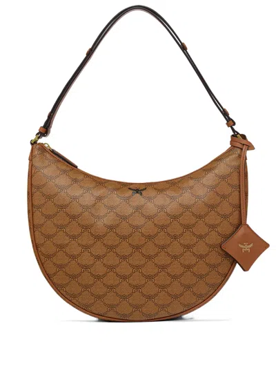 Mcm Medium Ascending Moon Shoulder Bag In Brown